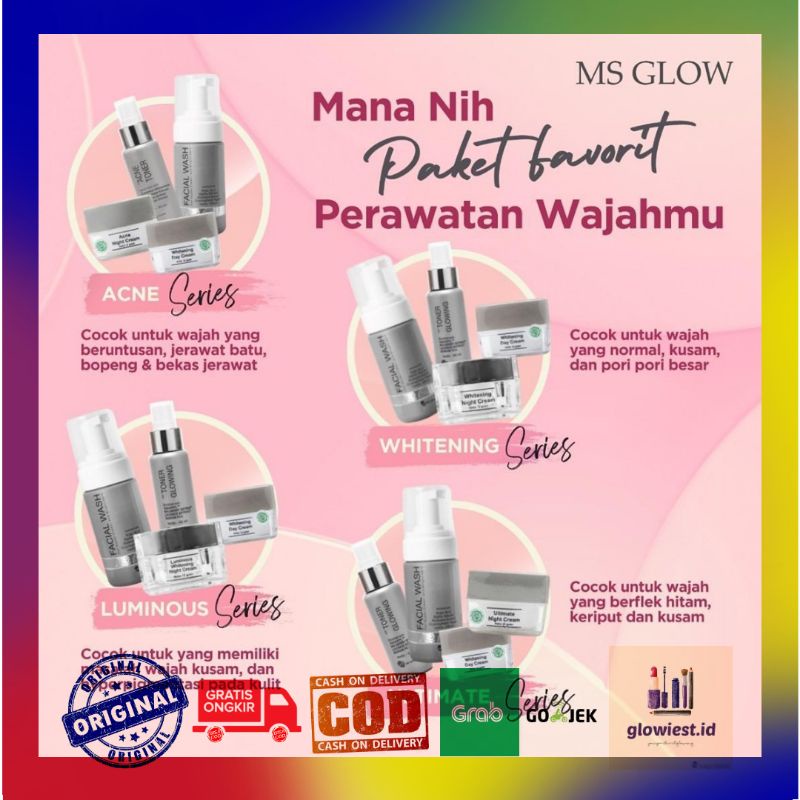 MS GLOW paket basic whitening acne luminous ultimate makassar original