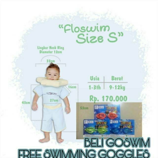 FLOSWIM S (1-3 tahun) BAJU RENANG BAYI PELAMPUNG CUDDLE ME neckring bs dicopot