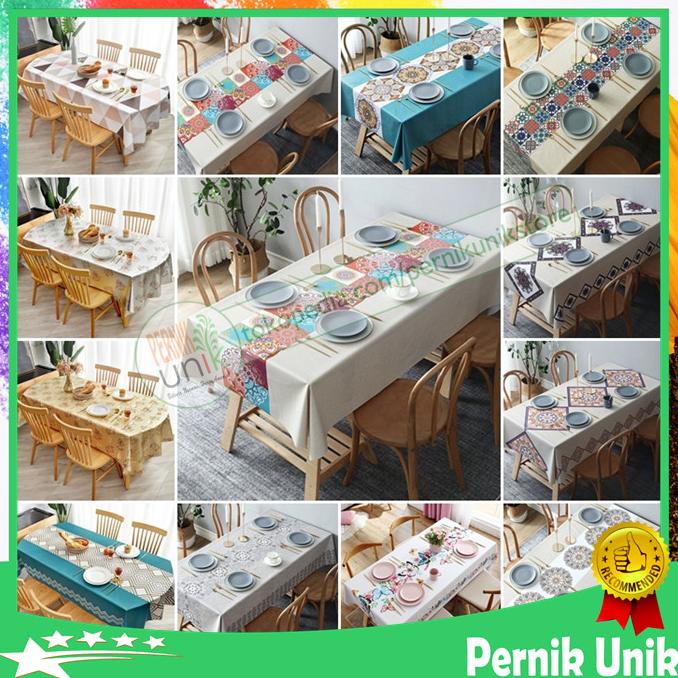 Taplak Meja Makan Jumbo Besar Motif Minimalis Modern Premium Anti Air