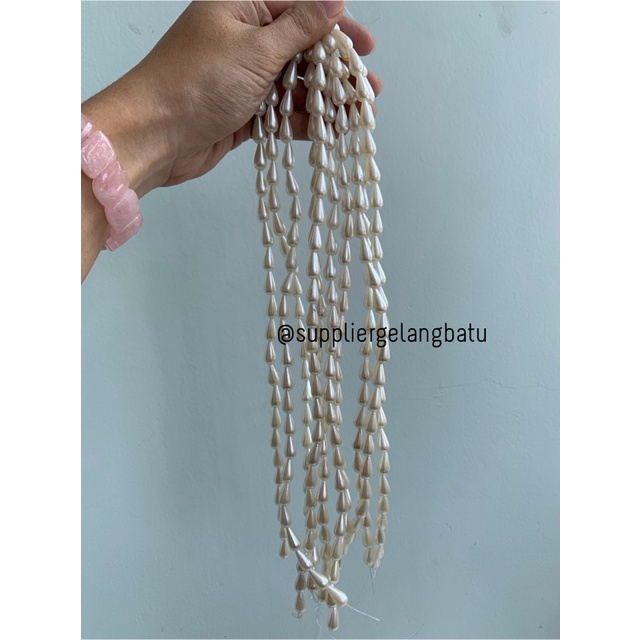 bahan Mutiara Sintetis TETES 10mm WHITE PEARL TULANG manik aksesoris