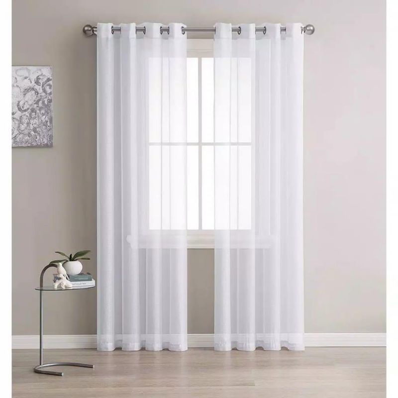 Vitrase gorden  murah  putih polos model lubang smokring lebar 100cm