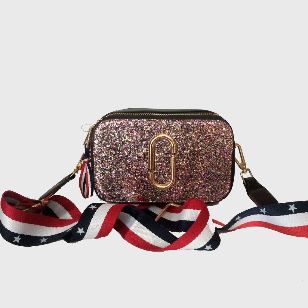 Mores Tas Selempang Mini Camera Bag Import Glitter Polos