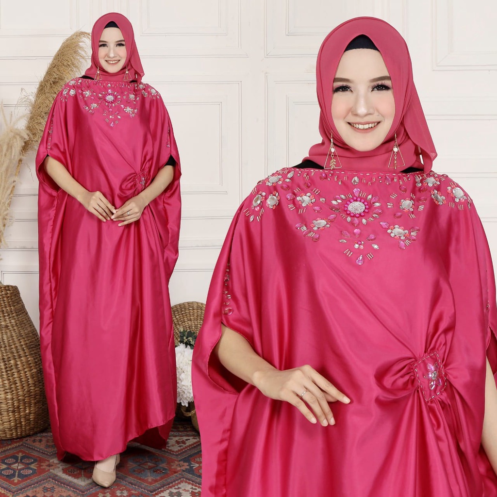 HOPYLOVY - Kaftan Lestari Manik &amp; Mote bahan Velvet Roberto