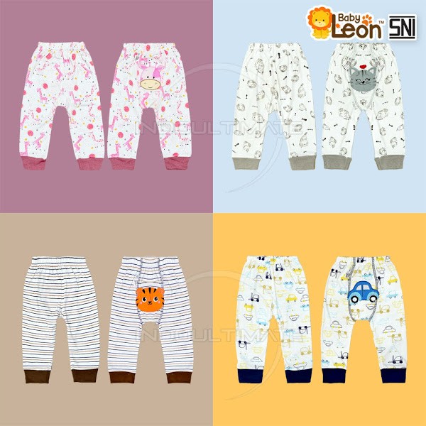 SNI Celana Panjang Anak Bayi Bordir BABY LEON Newborn GY-S81 baju tidur piyama diaper pants bayi