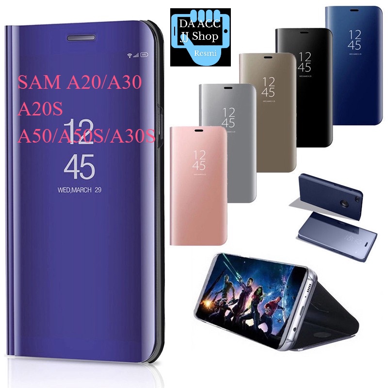 Flip Cover Mirror Standing Case Smart View  mirror standing flip SAMSUNG A20 A30 A20S A50 A50S A30S