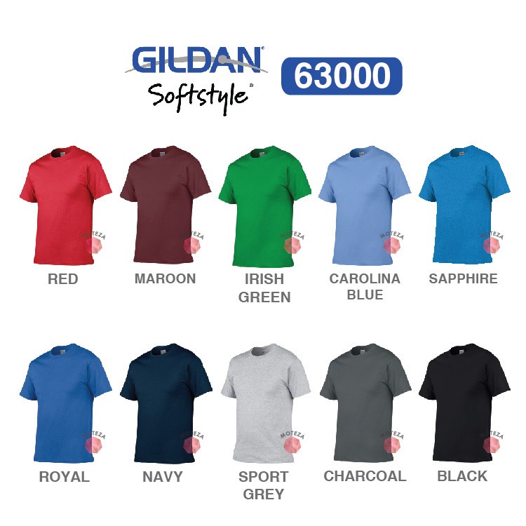 Moteza Kaos Polos Combed 30s - GILDAN Softstyle 63000- XXL - WARNA (Mix)