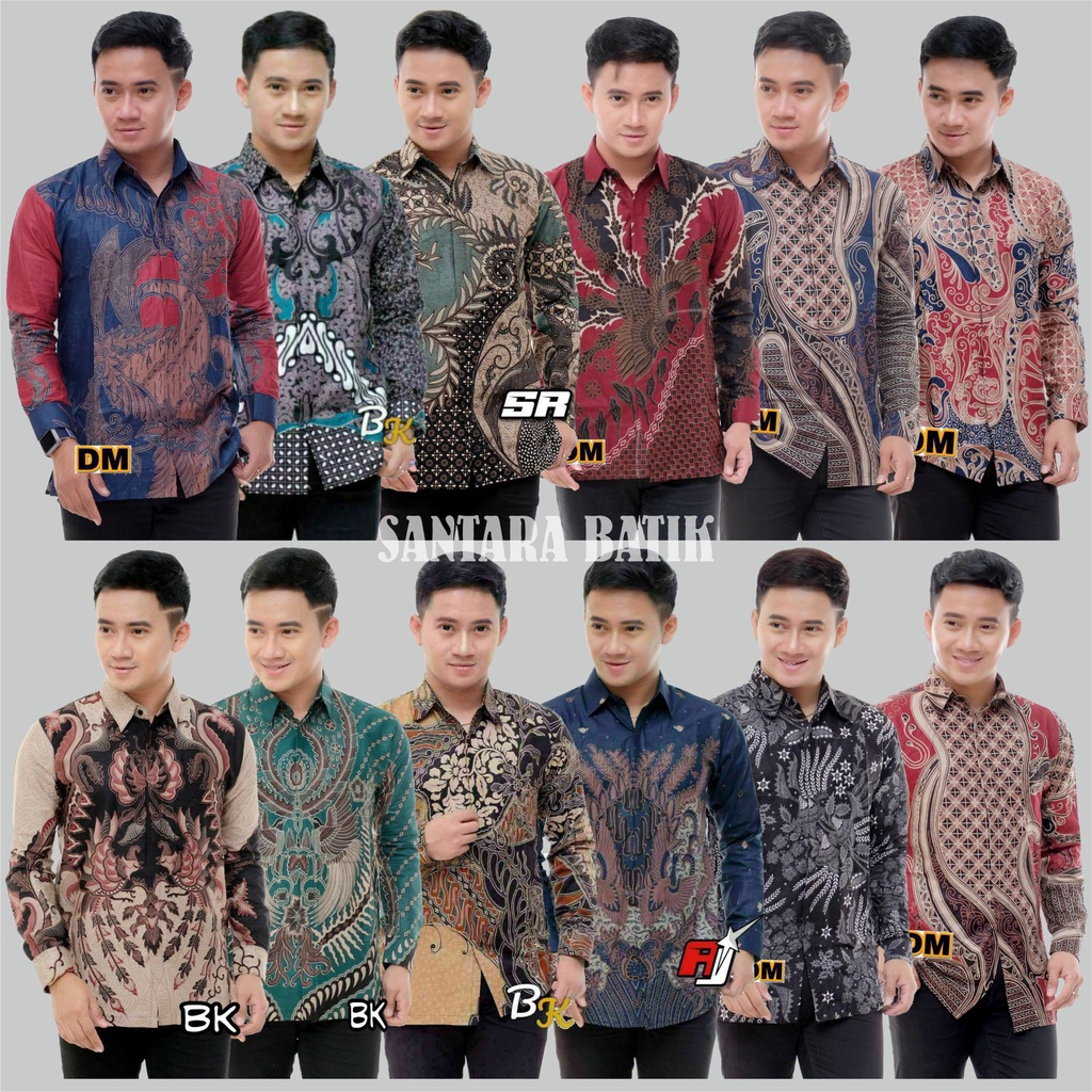 kemeja batik atasan pria lengan panjang ukuran m l xl xxl