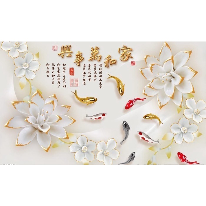 Lukisan porselain Diamond Crystal 5D /lukisan mewah koi- 80 X 120