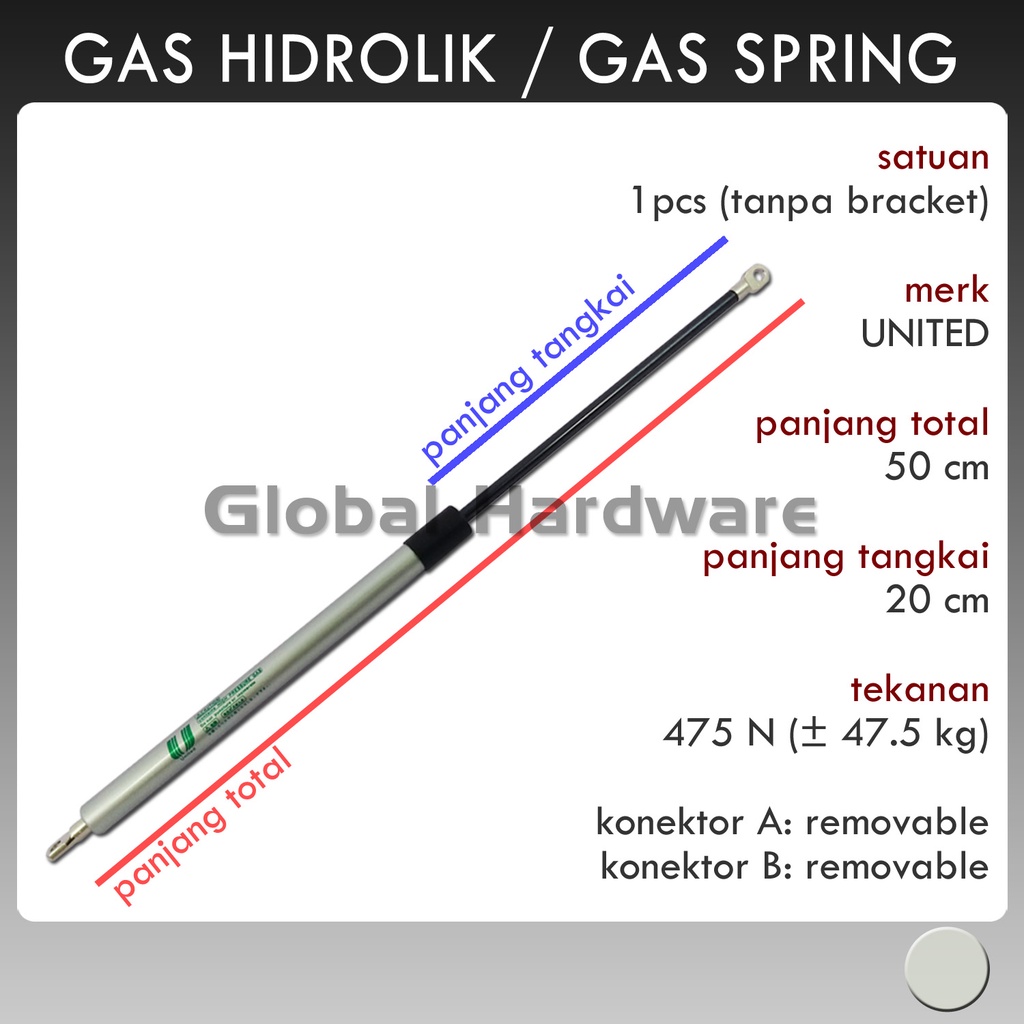 Hidrolik / Shock Bagasi / Gas Spring 50 cm, 475 N