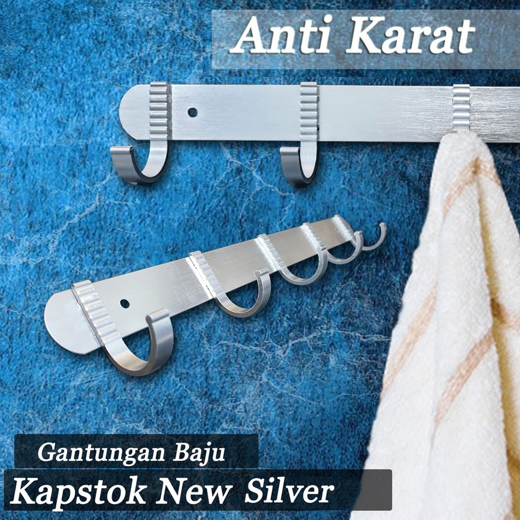Kapstok Aluminium 5 Kait Gantungan Baju Anti Karat Terlaris Silver