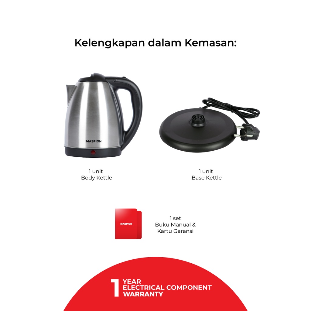 Maspion Mek 1802 KS MEK1802KS MEK-1802KS Electric Kettle Ketel Listrik