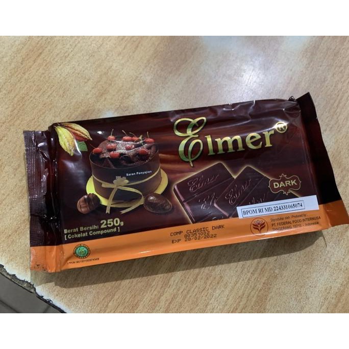 

Elmer Dark classic compound chocolate 250 gr / dcc coklat TERLARIS TERPERCAYA ORIGINAL