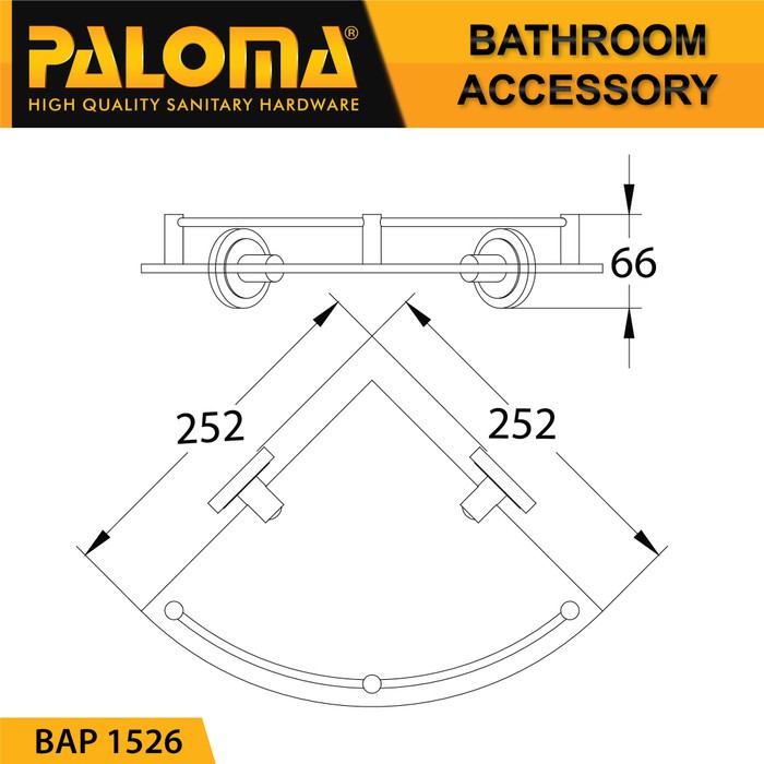 PALOMA BAP 1526 Rak Kaca Sudut Tempat Sabun Corner Dinding Kamar Mandi