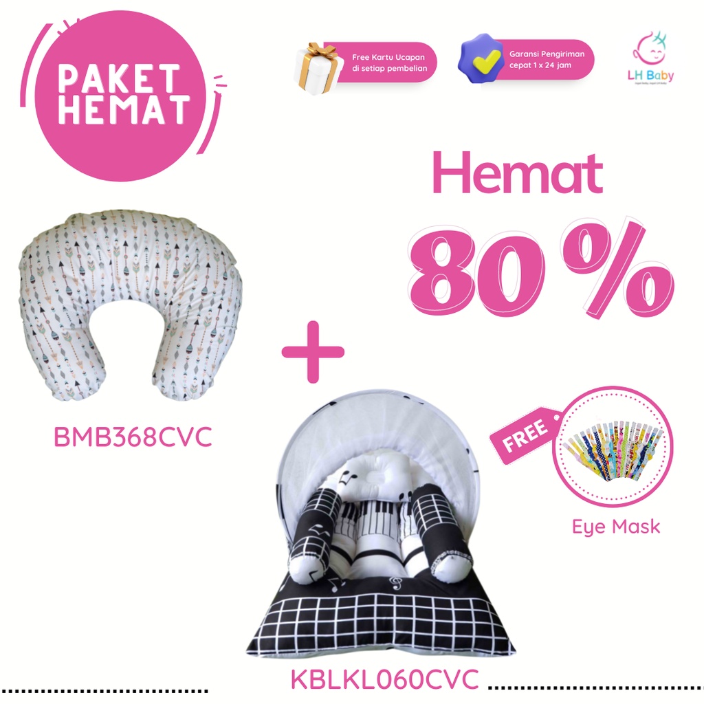 PROMO PAKET HEMAT Bundling Kasur Bayi Lengkap Kelambu Plus Bantal Menyusui &amp; Eye Mask Terlaris