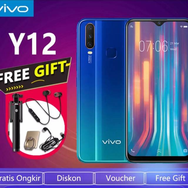 VIVO Y12 Ram 3/64GB, 3/32GB Garansi Resmi 1Tahun ( Bisa COD )