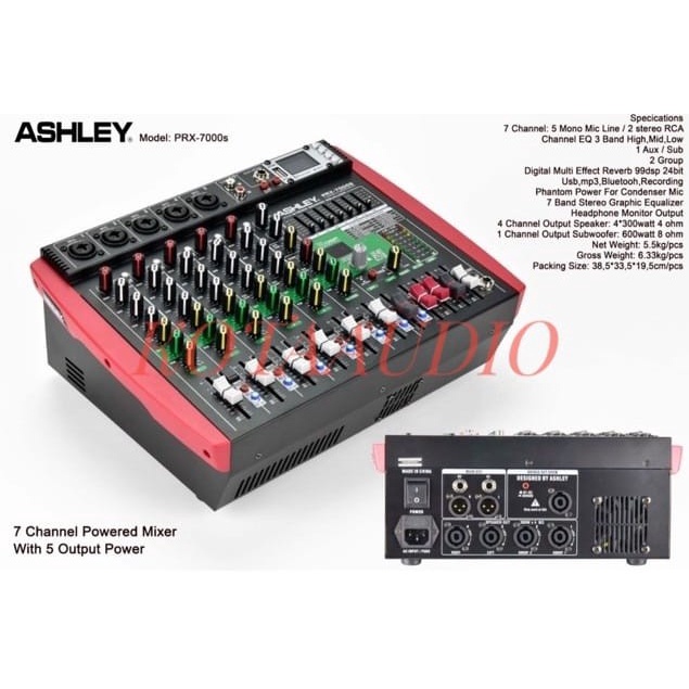 POWER MIXER ASHLEY PRX7000S/ PRX 7000S/ PRX 7000 S 7CH + SUBWOOFER
