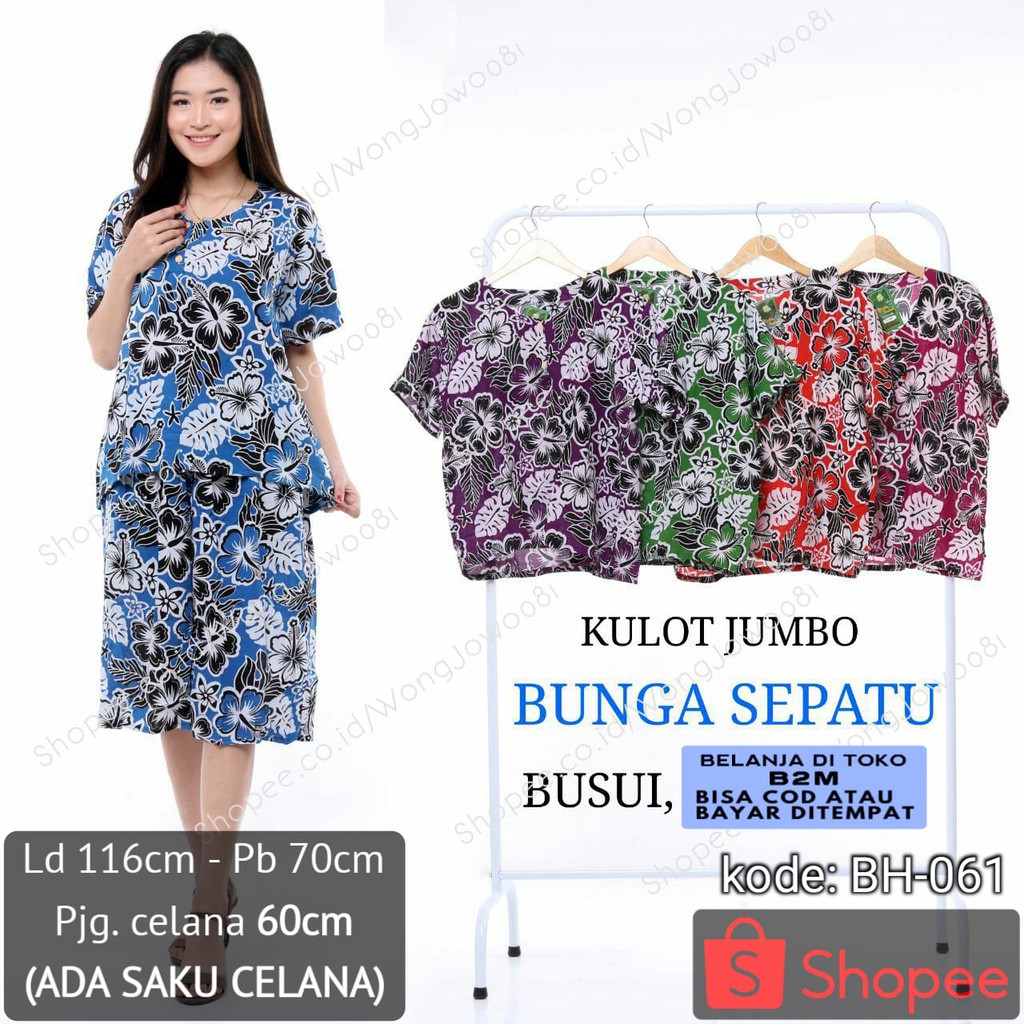 Baju Setelan Kulot Jumbo  - Stelan Kulot Jumbo - Kulot Jumbo Bunga Sepatu Kode: BH-061 - Toko B2M