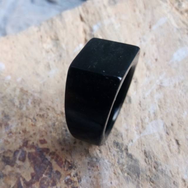 Ring Cincin Giok Black Jade Aceh Natural Model Kotak