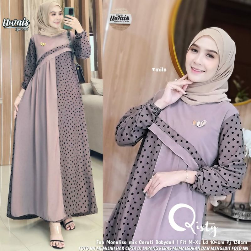 Qisty by Uwais - Gamis Ceruty Babydoll Polka Dress