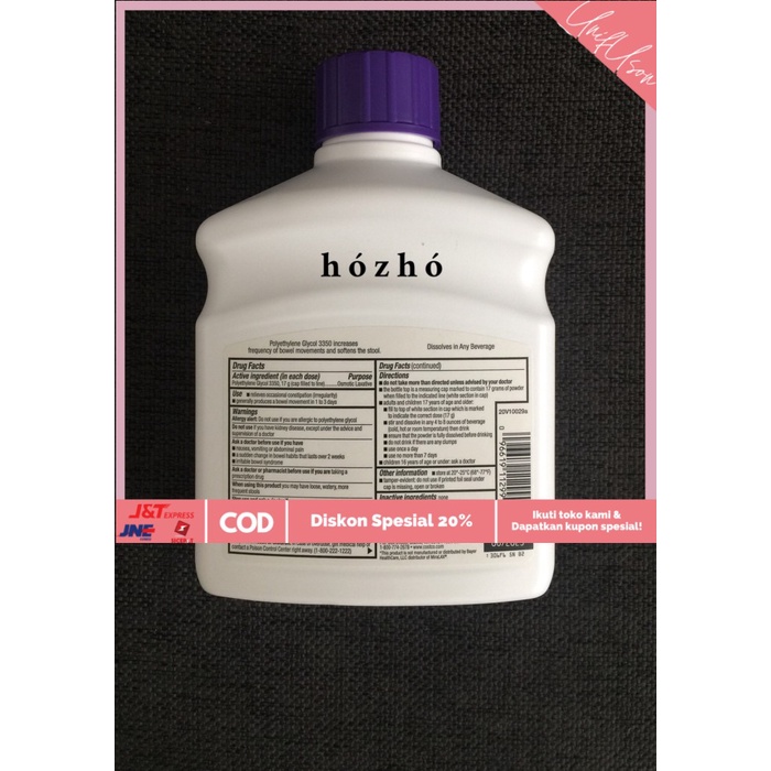 

⭐COD⭐ Kirkland LaxaClear Polyethylene Glicol 3350 powder for solution 850gr