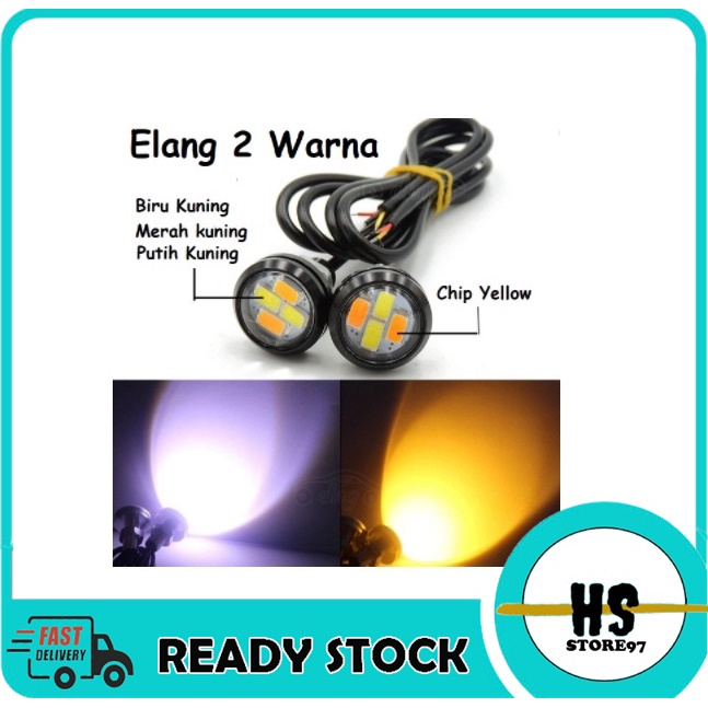 [BISA COD] 1 Pcs Lampu LED Mobil Eagle Eye Mata Elang 2 Warna l Lampu Sein Lampu Senja Eagle Eyes
