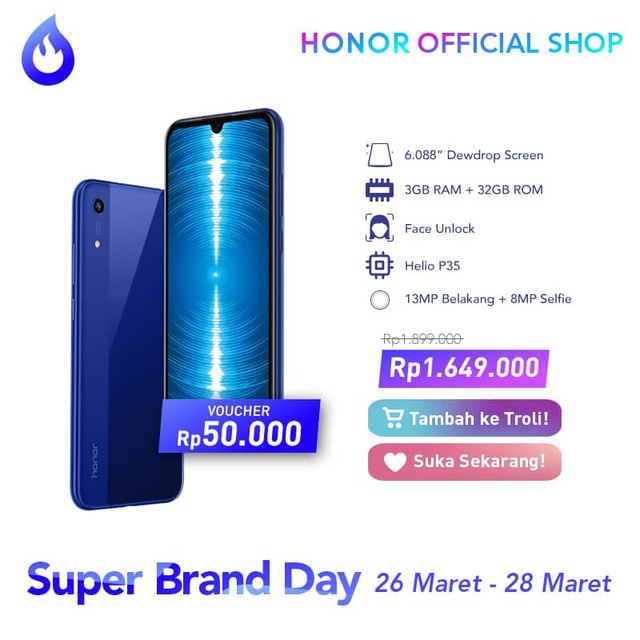 Honor Super Brand Day - Spesifikasi Honor 8A