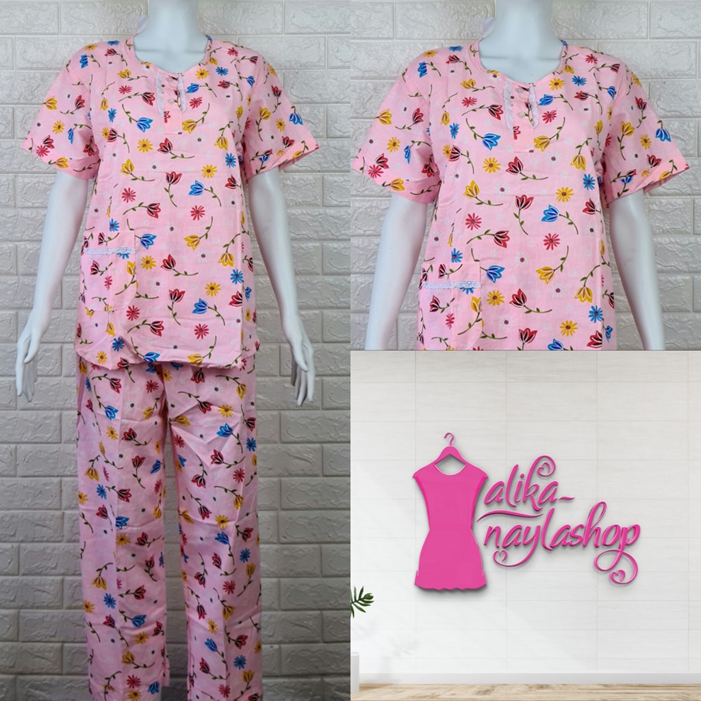 PIYAMA KATUN | HOKI & SHEILA STANDAR | LEBEL ORANGE | BAJU TIDUR | WANITA DEWASA-KODE   R1