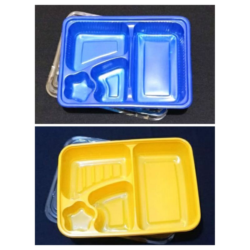 (10pcs) Tray Bento sekat 4 bintang / wadah makanan / mika bento