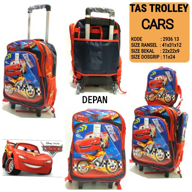 Tas sekolah anak laki laki trolley mcqueen 293613 termurah roda trolley bisa nyala