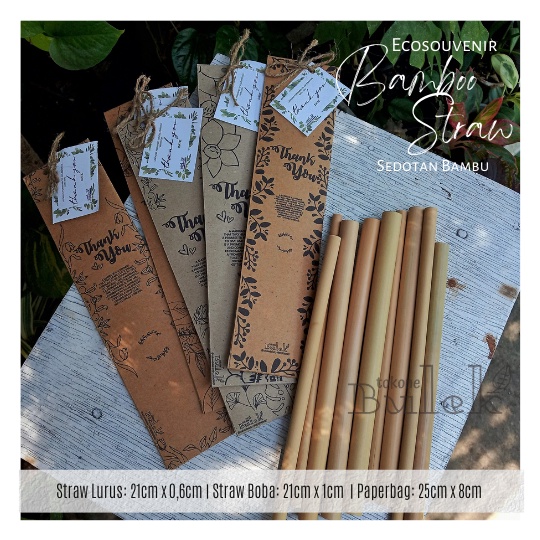 Souvenir Sedotan Bambu Paper Bag Paket A Bamboo Straw Souvenir Sovenir Sedotan Bambu Ramah Lingkunga