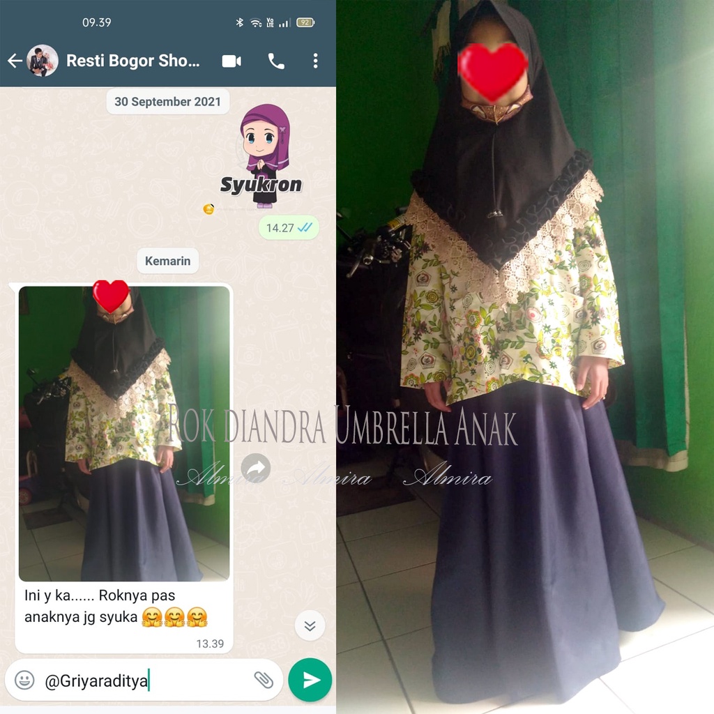 Rok Anak Perempuan Panjang Payung Lebar 7 9 10 12 tahun tanggung Diandra Umbrella Skirt Griyaraditya Almira