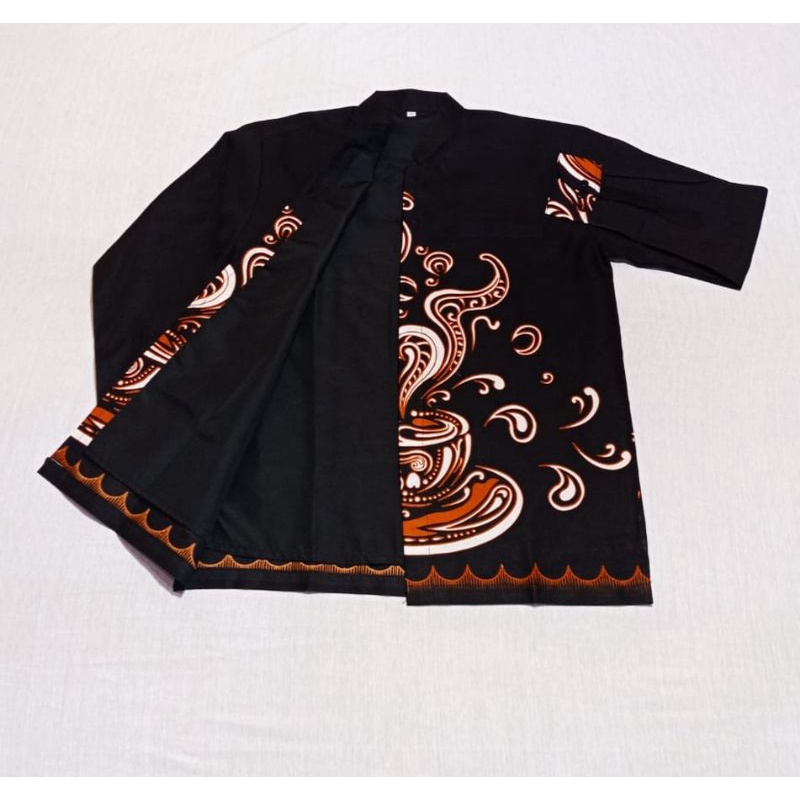 Batik Solo Halus Sarung Setelan Baju Koko Kopi Hitam