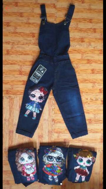 Overall jeans celana panjang LOL LED, size 6bln-8th (no inner)