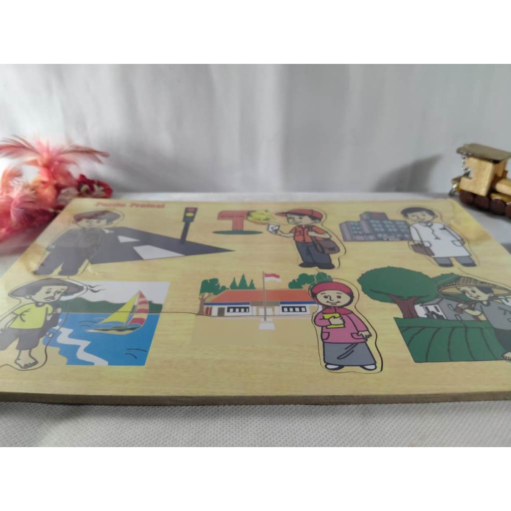 PUZZLE GAMBAR PROFESI BAHAN KAYU. PASEL KAYU. MAINAN EDUKASI PUZZLE KAYU. RIENS COLLECTIONS