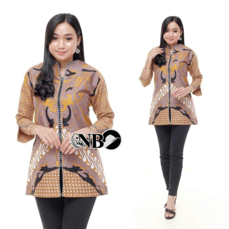 Batik Dolby Dolbi Doby Tenun Sutra Tulis Katun ATBM Baron ATASAN BATIK WANITA sogan SRG308-Blus z diminsi kunin