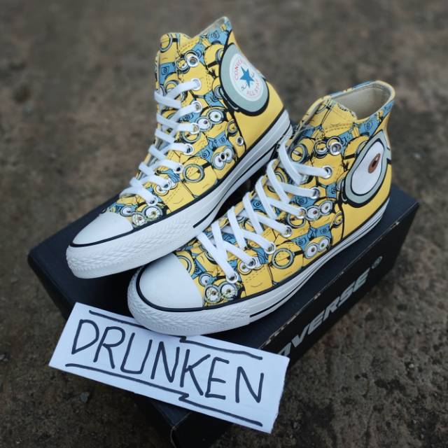 SEPATU CONVERSE CT AS ALL STAR  X MINION YELLOW WHITE - ORIGINAL MIRROR - kuning putih anime disney