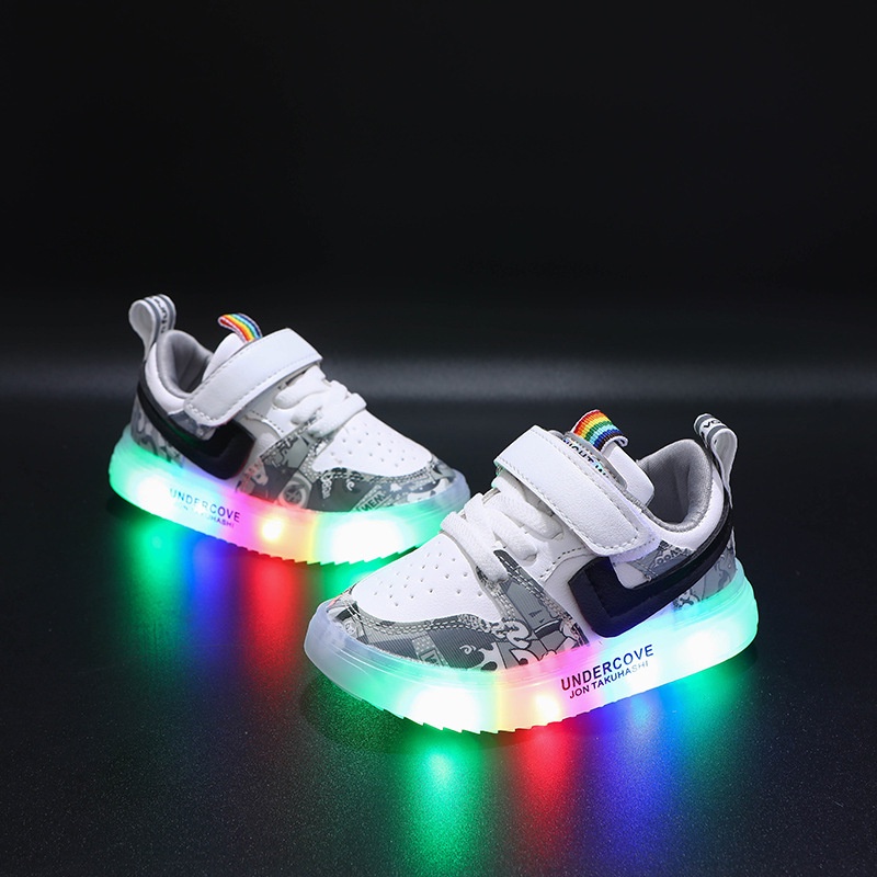 LittleAaron JOHN AIR K56 Sepatu Sneakers Anak Laki / Perempuan LED Menyala  Import sekolah