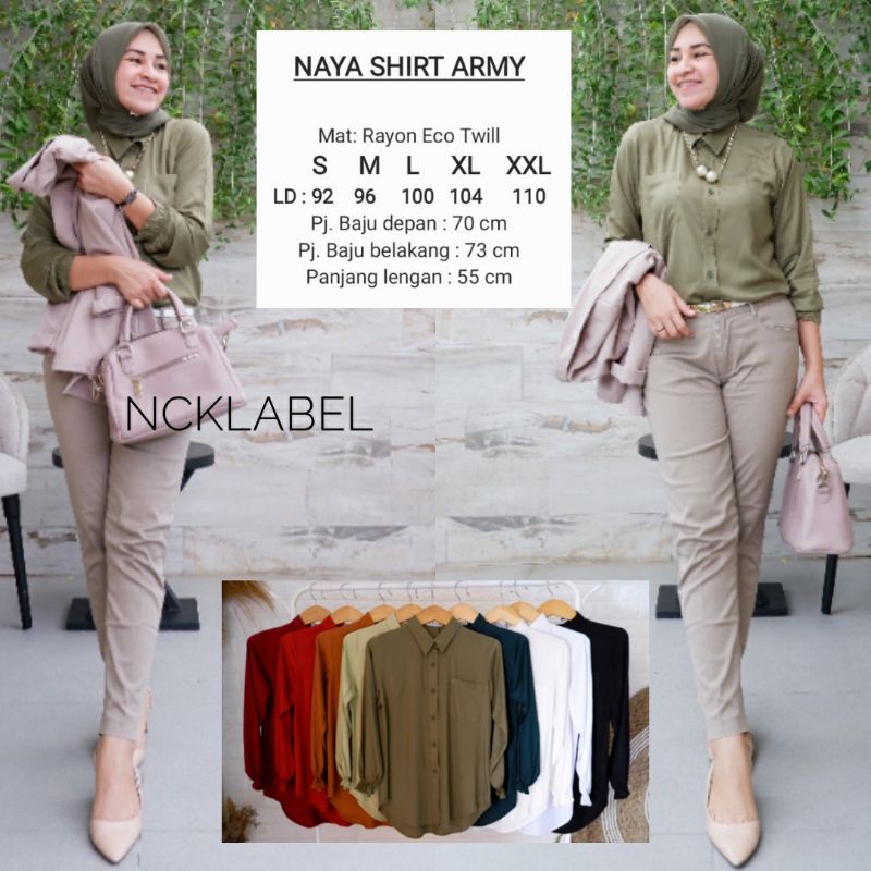 NEW Kemeja Blouse NAYA Shirt Atasan Wanita Rayon Polos Eco Twill Original NCK Label