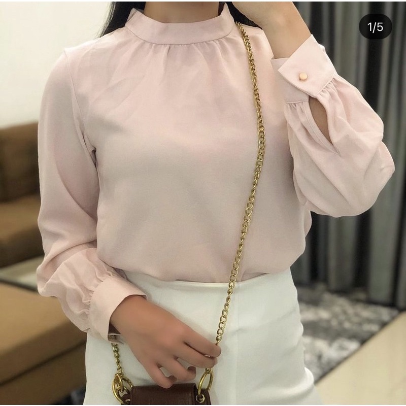 Gu uniqlo stand collar soft pink