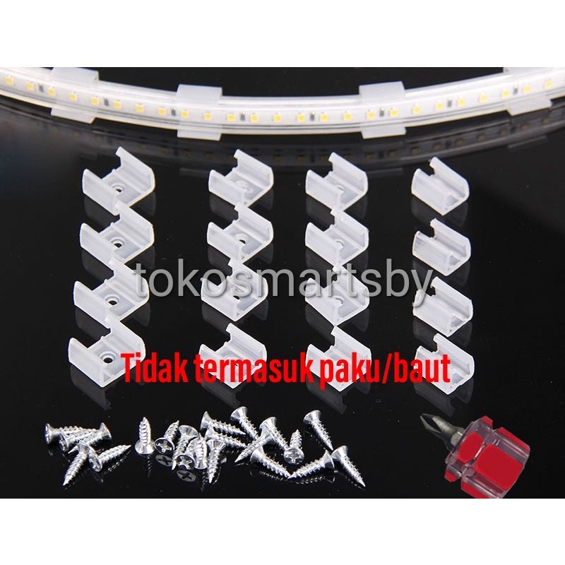 Klem Lampu Neon Flex / Klem Lampu Strip 2835/5050/5730 Bracket Selang Susu