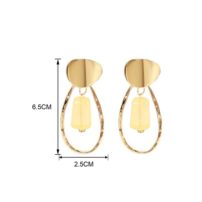 LRC Anting Tusuk Fashion Water Drop Acrylic Cylindrical Earrings F58348