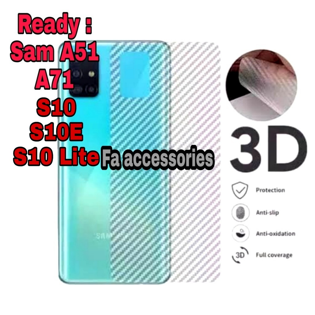 Skin Carbon Back Screen Samsung GALAXY SAM A51 A71 S10 S10E S10LITE S10PLUS LITE E PLUS