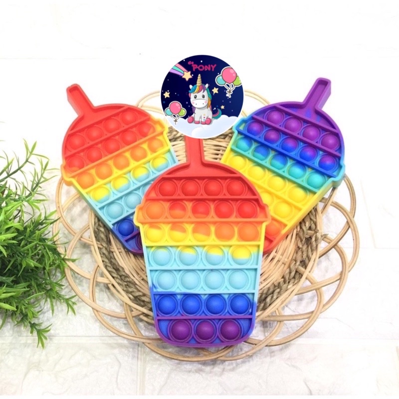 POP IT FIDGET/mainan viral tiktok/mainan pop it/mainan sensorik-Boba Rainbow