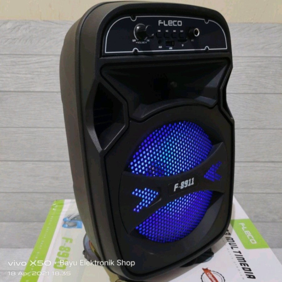 FLECO F 8911 SPEAKER BLUETOOTH PORTABLE SUPER BASS GRATIS MIC KARAOKE