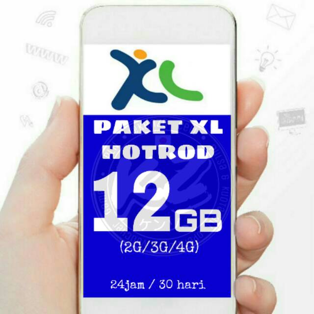 KUOTA INTERNET XL HOTROD 12 GB PAKET DATA 24JAM 2G / 3G / 4G
