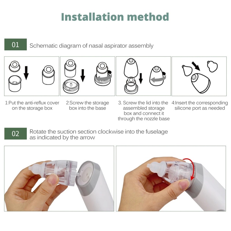 Mary Alat Penyedot Ingus / Pembersih Hidung Elektrik Adjustable USB Rechargeable Bahan Silikon Untuk Bayi