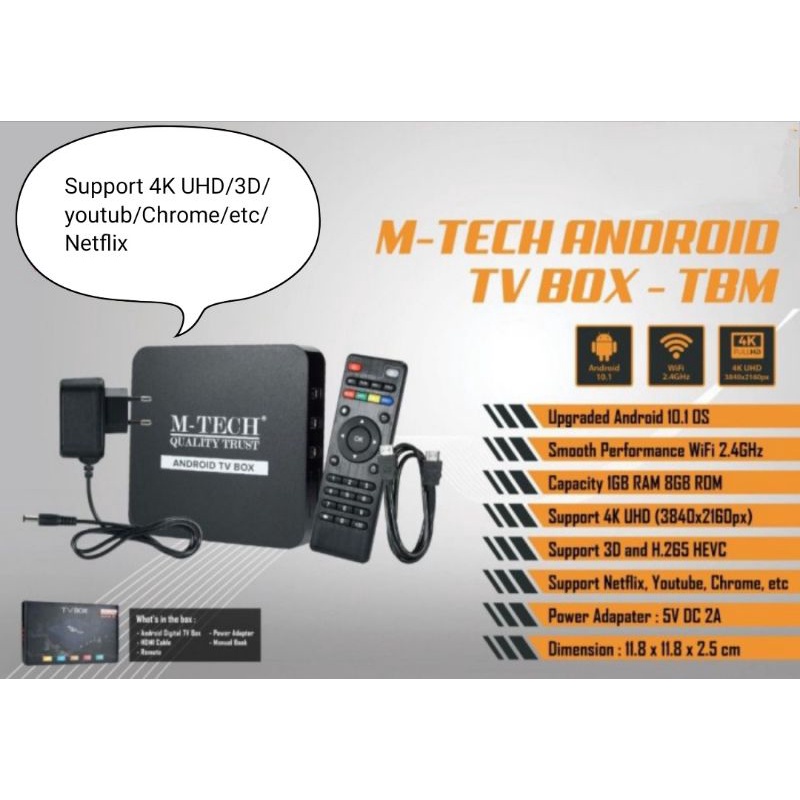 Android TV Box MTECH 4K Smart TV / TV Box M-TECH TBM 4K Smart Tv