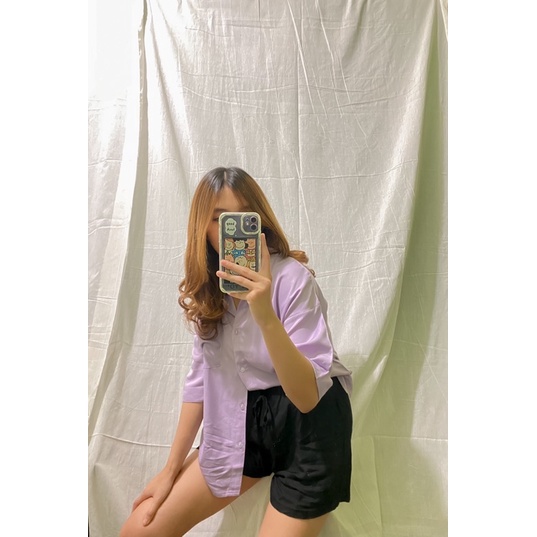 FALISHA / RAYON SHIRT / KEMEJA OVERSIZE / LILAC / TWOUCH.ID