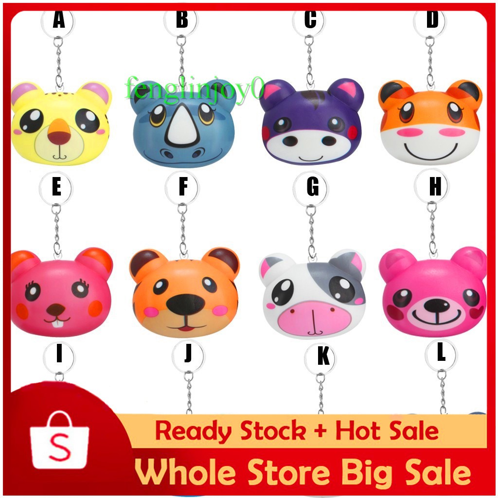 Squishy Slow Rising Model Kartun Hewan Kawaii Penghilang Stress Dengan Gantungan Kunci