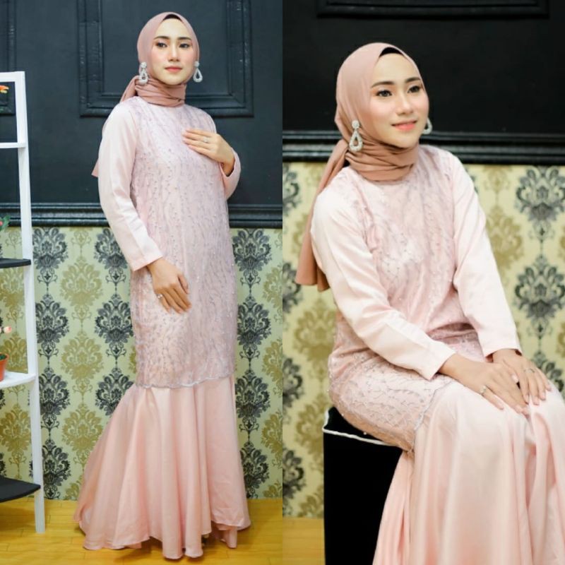 Kebaya Gamis Duyung Bahan Tulle / Kebaya Modren / Kebaya Pesta / Long Dress Sania